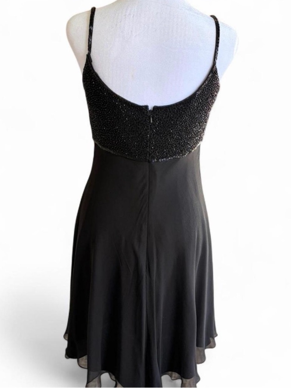 Cache Y2K Elegant Black Beaded 100% Silk Mini Dress - Picture 7 of 8
